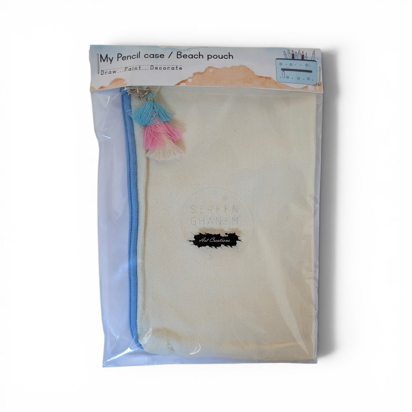 🌊 Pencil Case / Pouch - Baby Blue with Tassels - Sea Edition