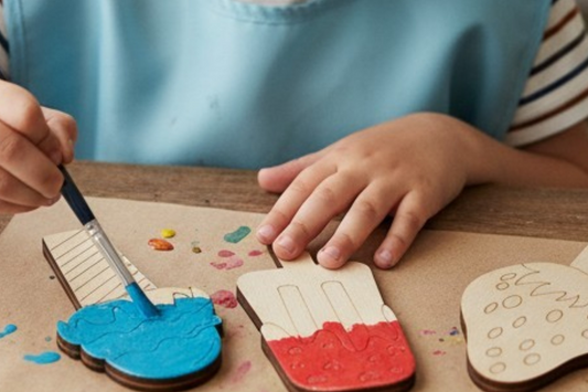 🍦 Wooden Ornaments - Ice Cream Edition